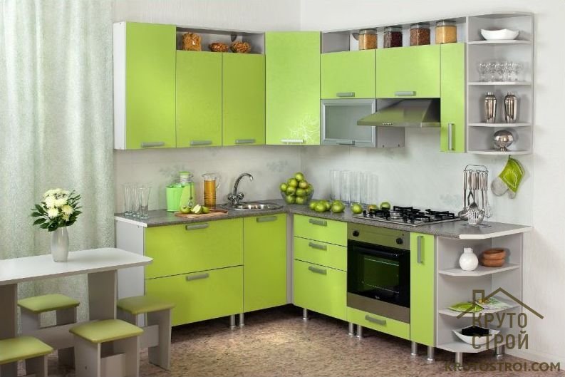 Сочетание Зеленого Цвета Фото Кухни
